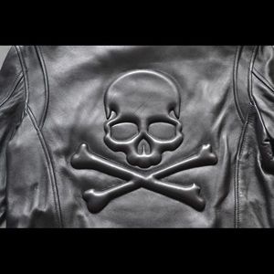Skull leather moto jacket